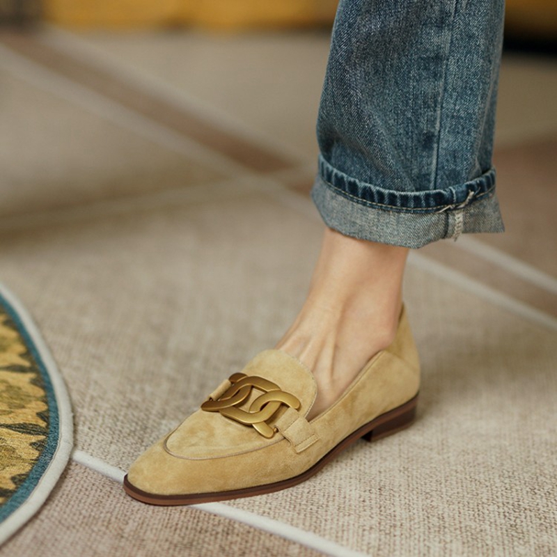 Womens Heels - Mocassini da donna in pelle scamosciata
